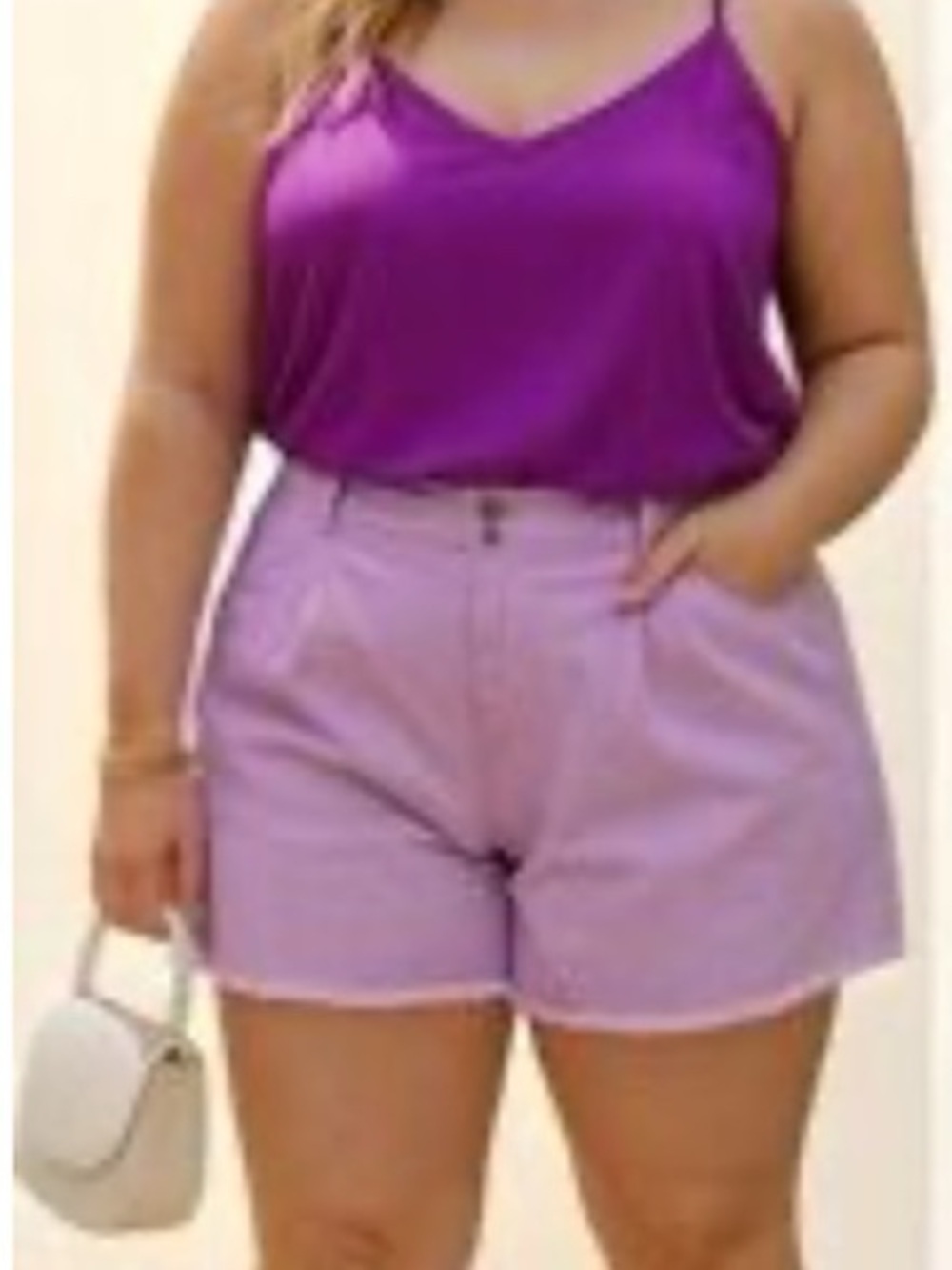 Wild Fable Lavender Highest Rise A-Line Pleated Denim Shorts Raw Hem 16W NWT
